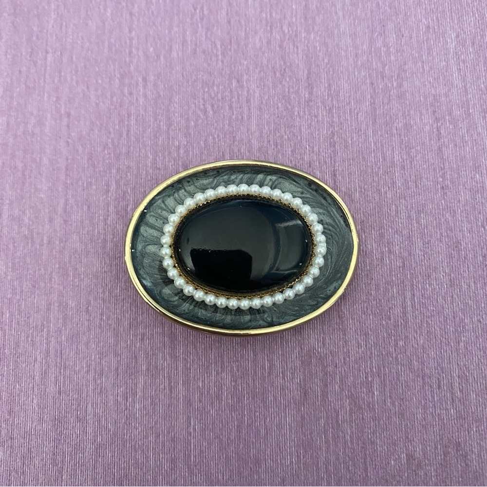 Vintage Jeri Lou Scarf Clip Gold Edge Elegant Classic
